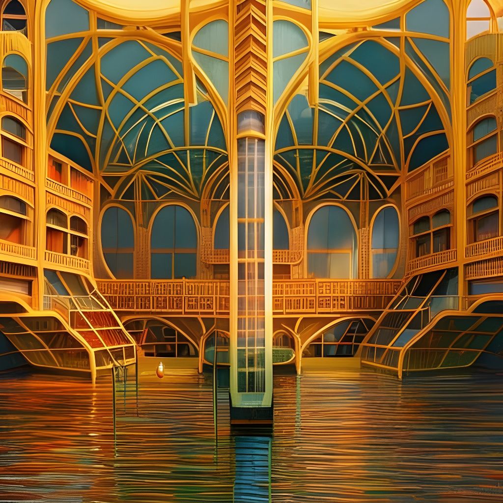 Thriving Submarine City in Steamnouveau Style