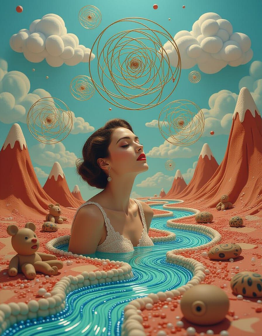 Surreal Dreamscape with Melting Clay Creatures