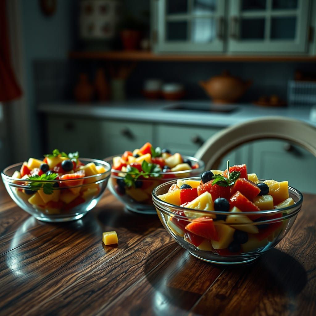 Fruit Salad on Retro Kitchen Table