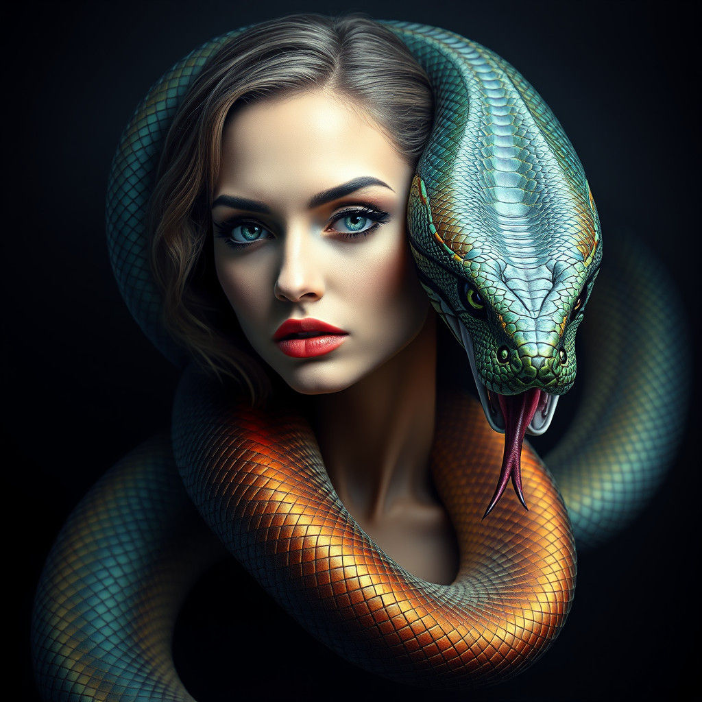 Hyper-Realistic Cobra Goddess in Jewel-Toned Hues