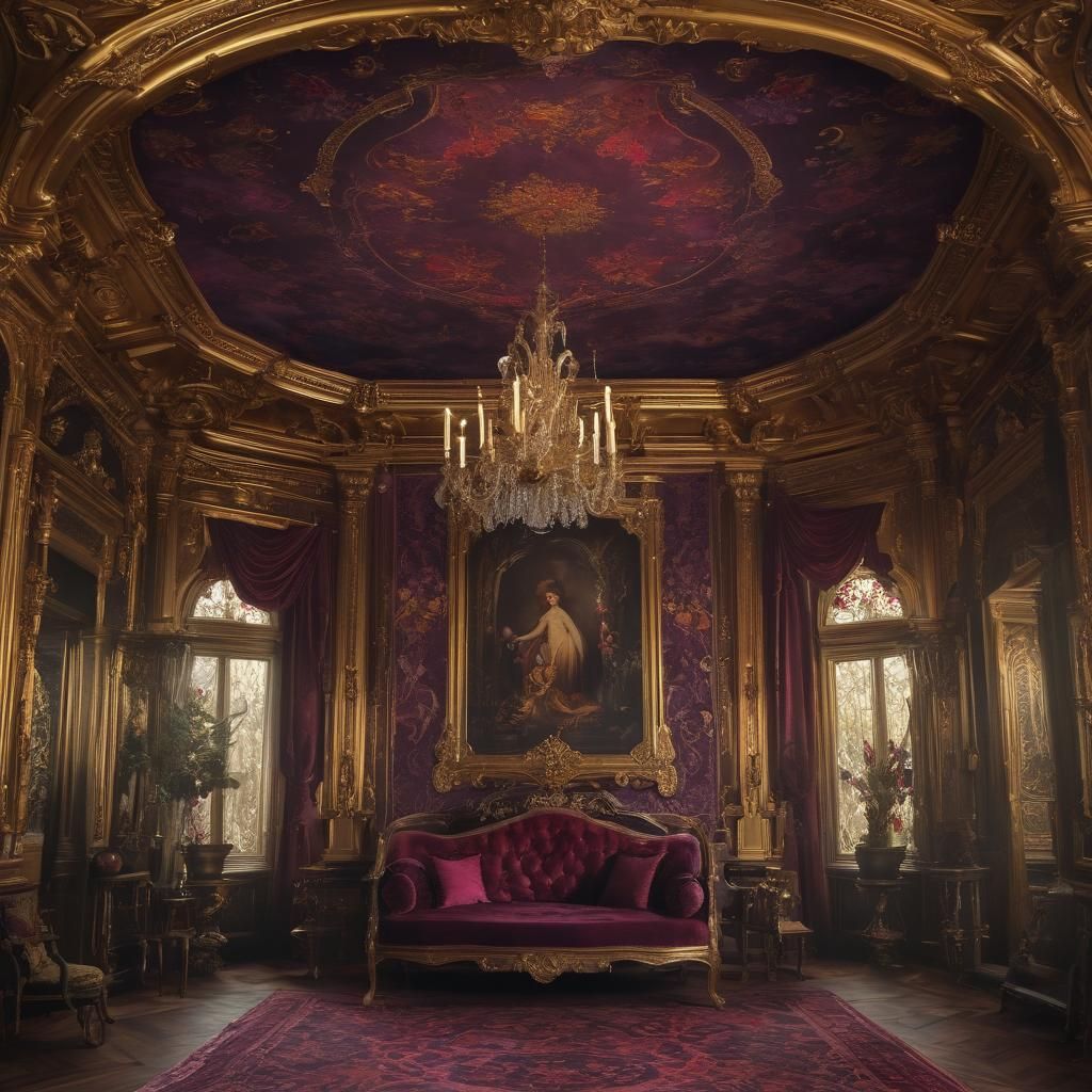 Opulent Dark Fantasy Chamber with Hidden Traps