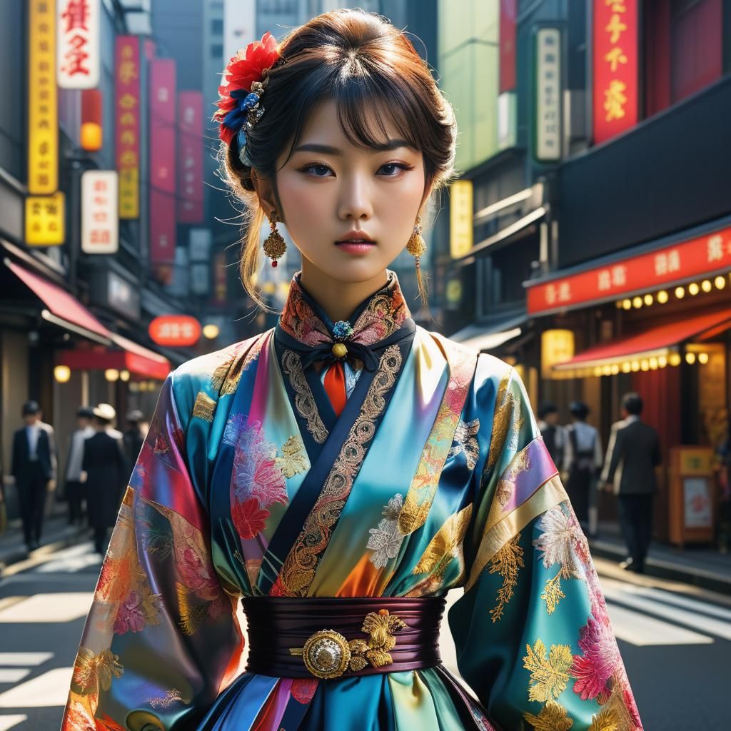 Tokyo Street Style Meets Regency Fashion in Hyperrealistic A...