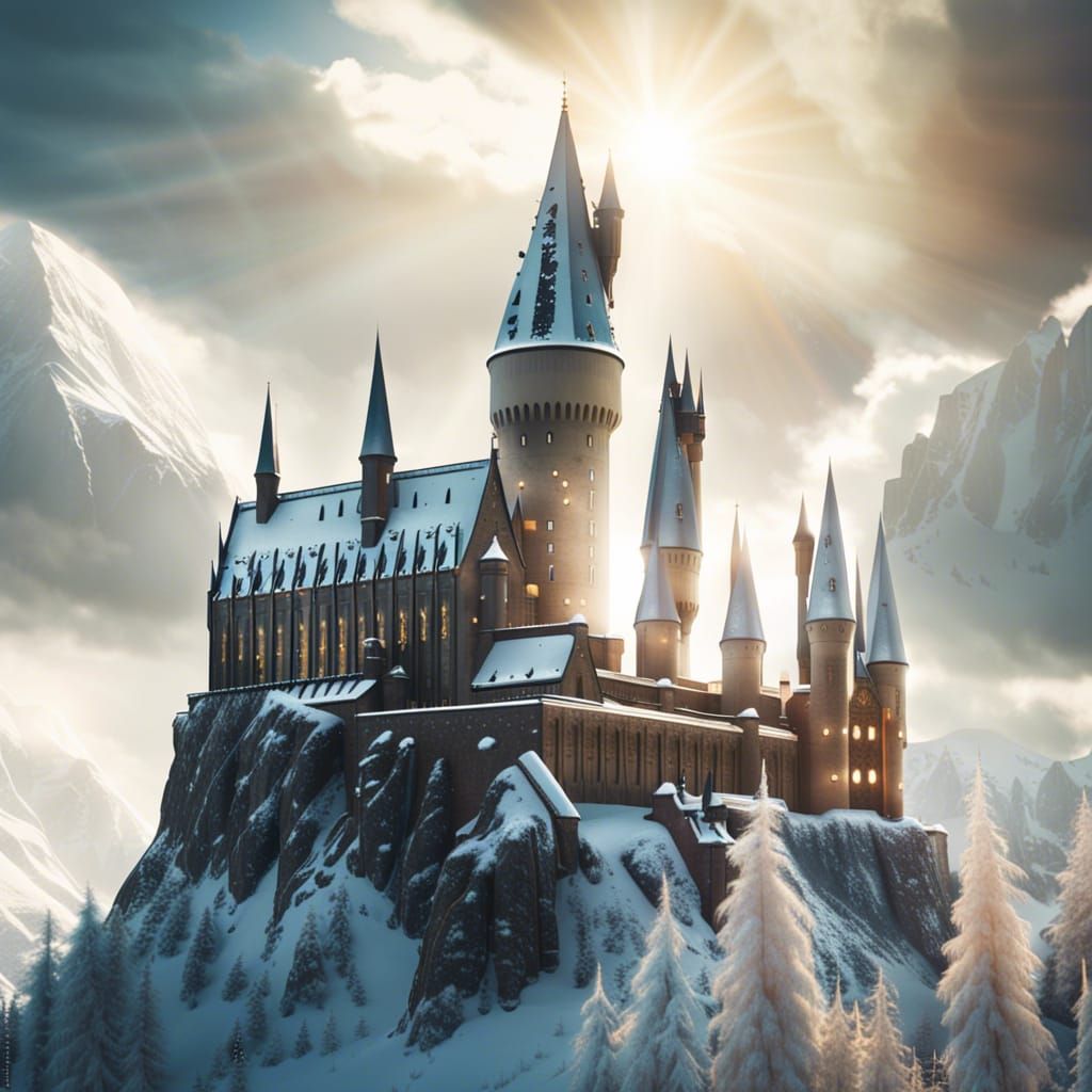 Hogwarts Castle in Winter Sunlight