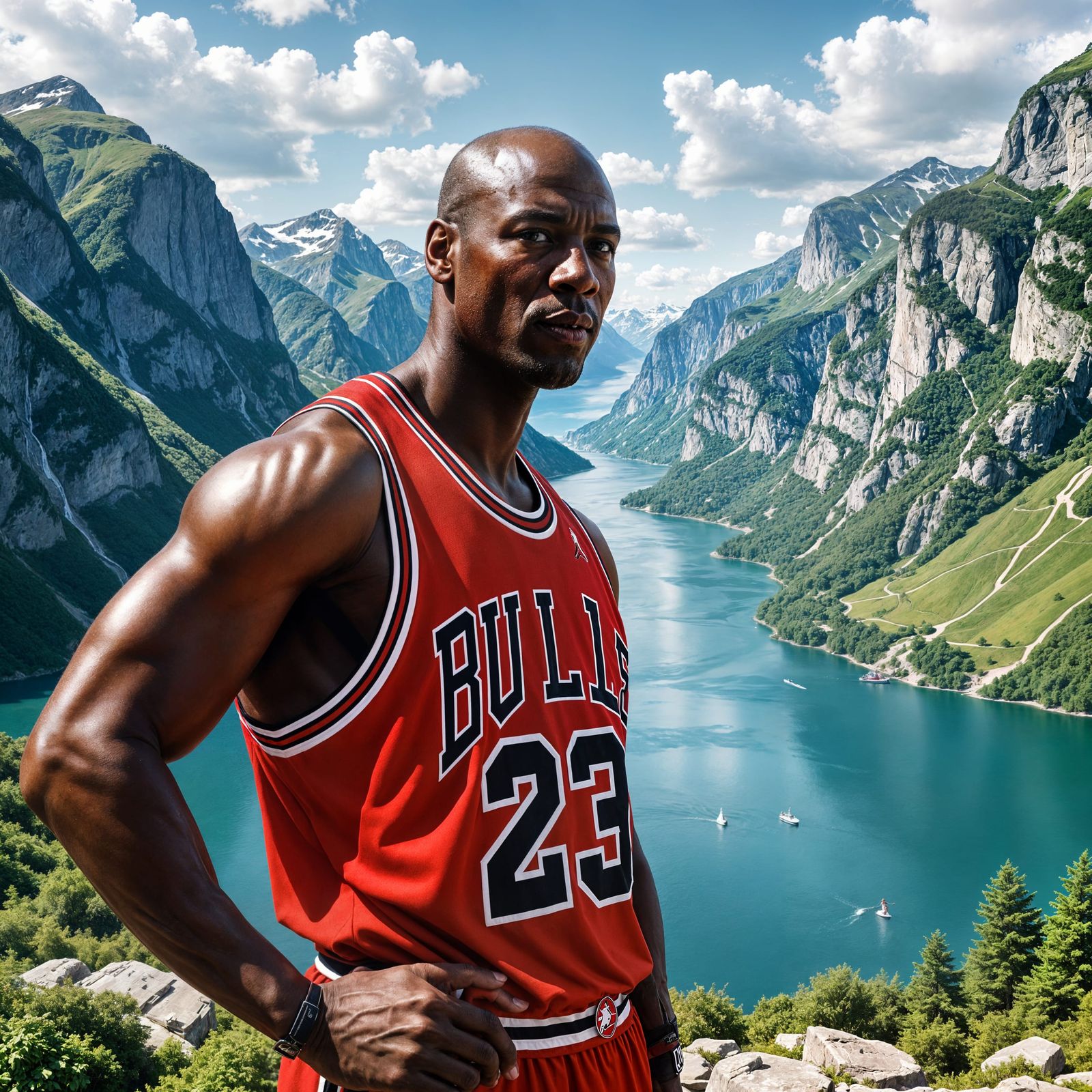 African American Basketball Player in Majestic Fjord Pose