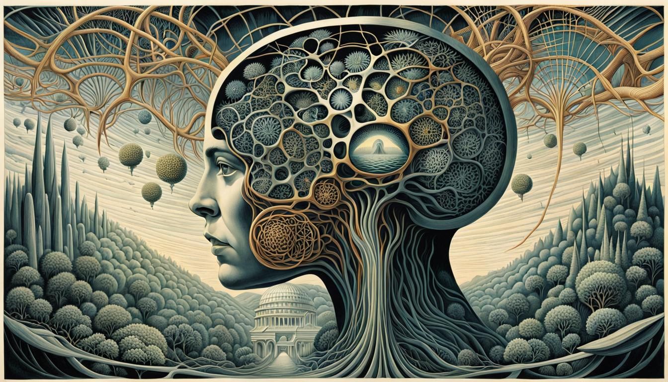 Surreal Illustration of Self-Awareness, Haeckel Style