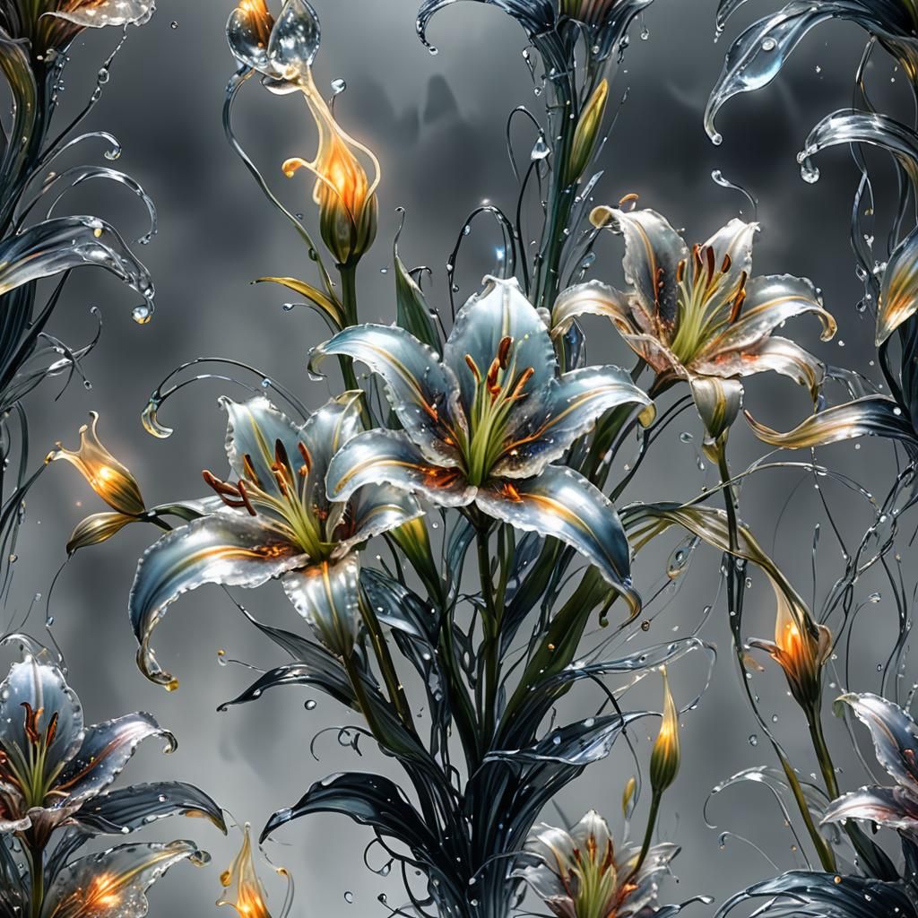 Transparent Glass Lily Flower Dreamscape