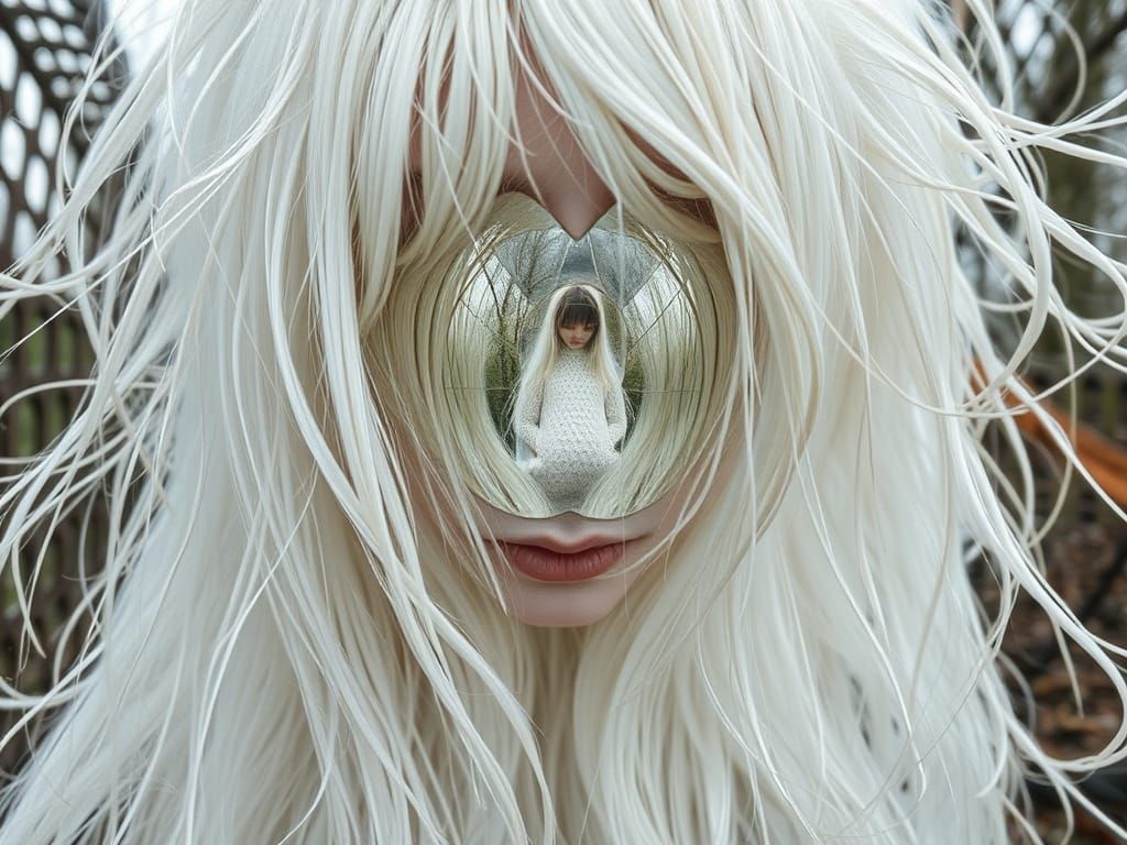 Mirrors on Nature Mock Her Embodied Ivory-White Hair