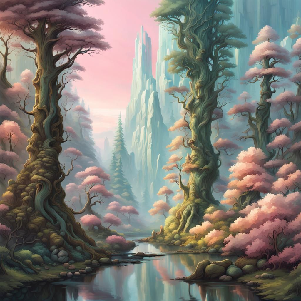 Pastel Forest in Ethereal Feywild Scene
