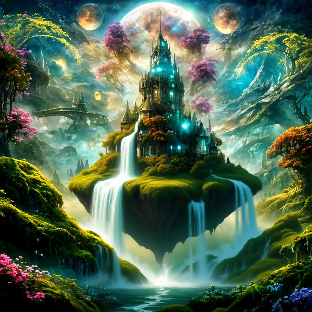 Elven City in Sky: Celestial Forests & Ethereal Architecture