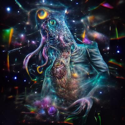Holographic Lovecraft Monster in Astral Cosmic Style