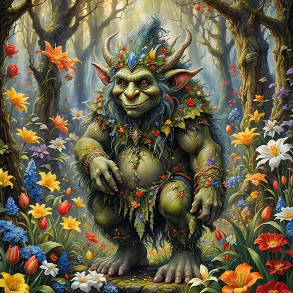 Enchanted Troll in a Mythical Forest