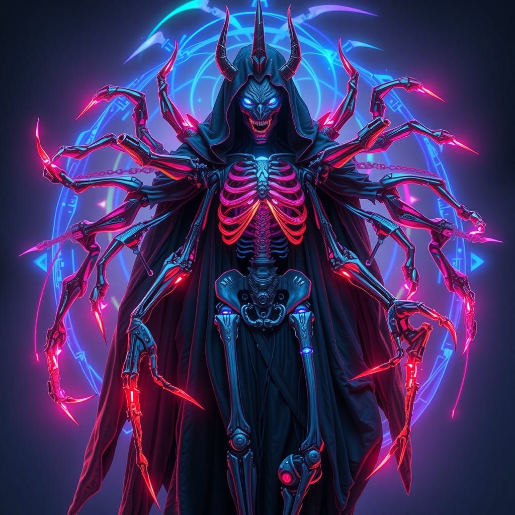 Cyber Lich in Swirling Holographic Aura