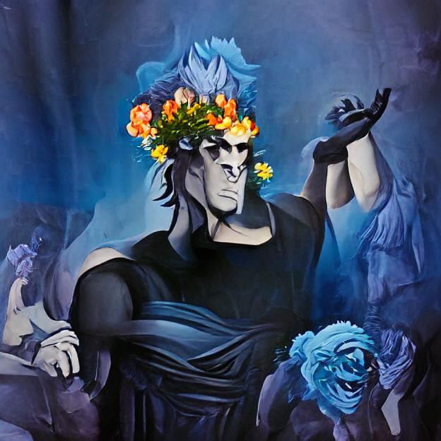 Hades with Flower Crown Renaissance Painting