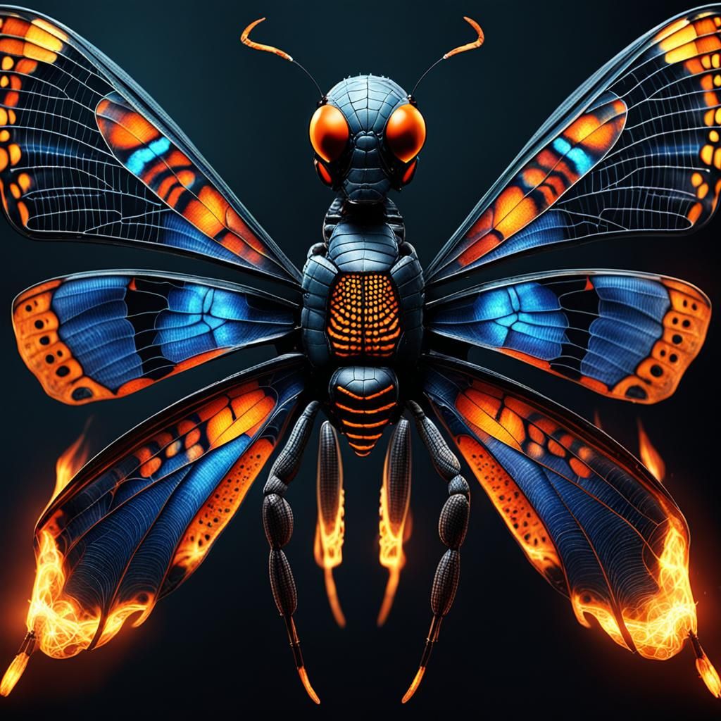 Biometric Butterfly Wings with Burning Spider Legs