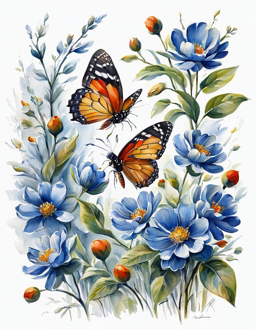 Floral Scene in Impressionist Style