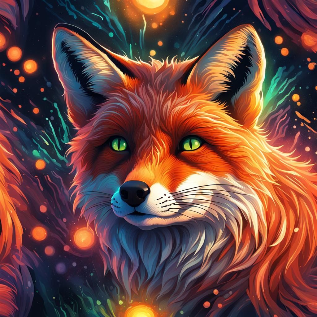 Glow in the Dark Fox: Hyperrealistic Concept Art