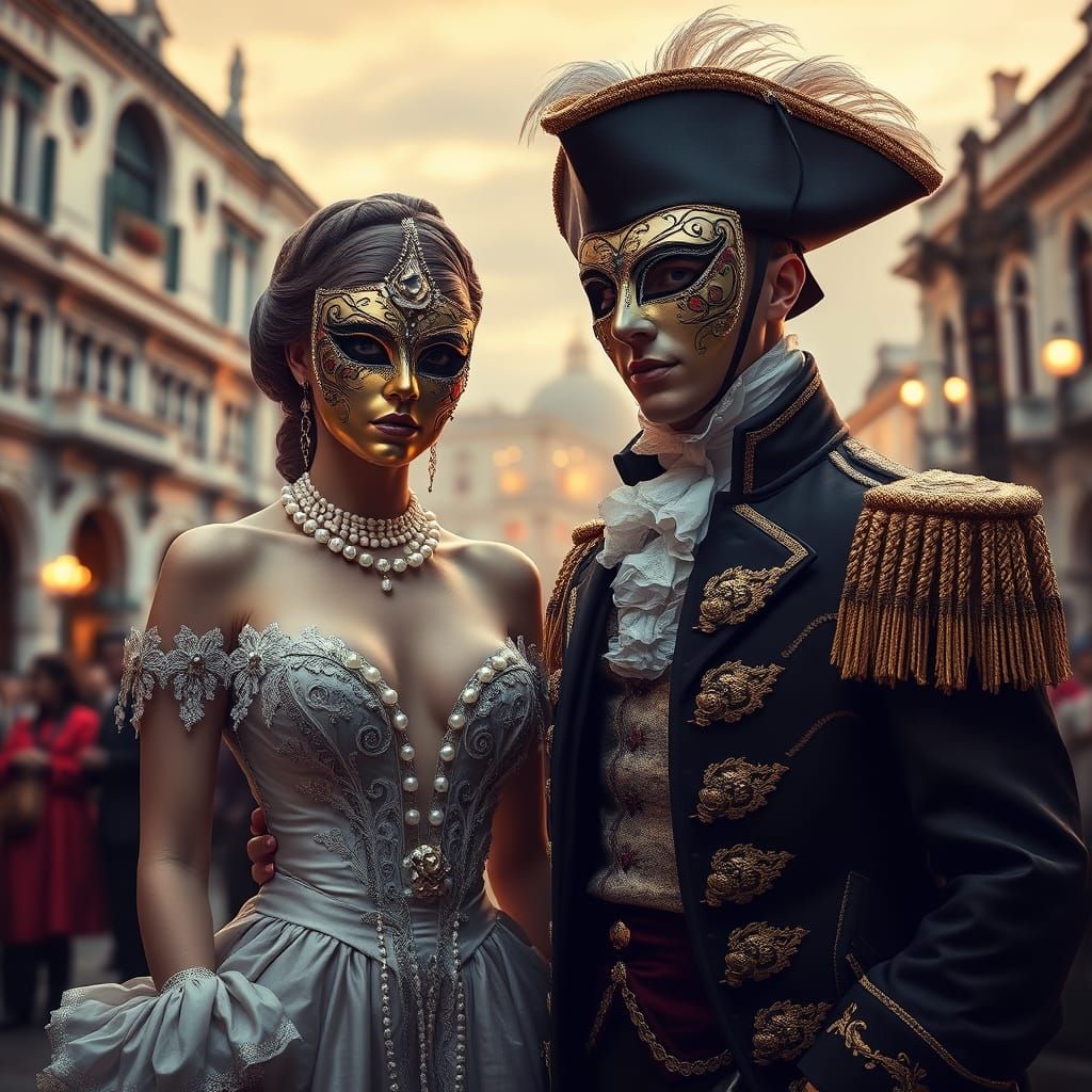 Glamorous Renaissance Venetian Carnival Scene