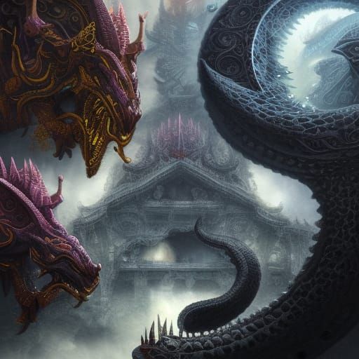 Yin and Yang: Black and White Dragons