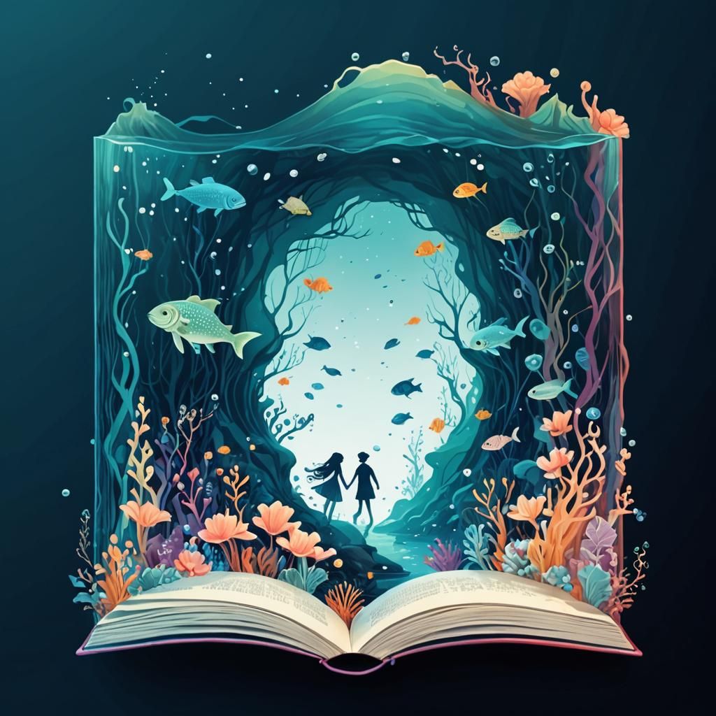 Underwater Fairy Tale Couple Illustration
