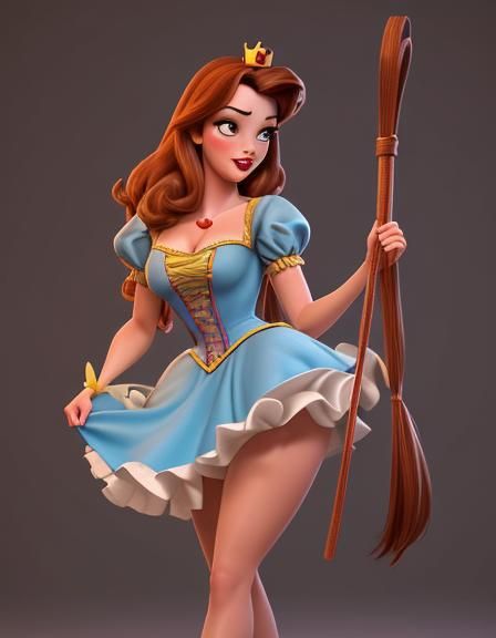 Belle Pin-Up with Flogger in CGI Style