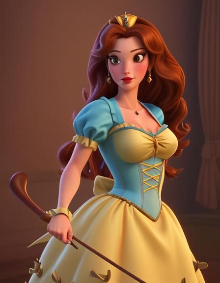 Belle as a Pin-Up Girl in CGI