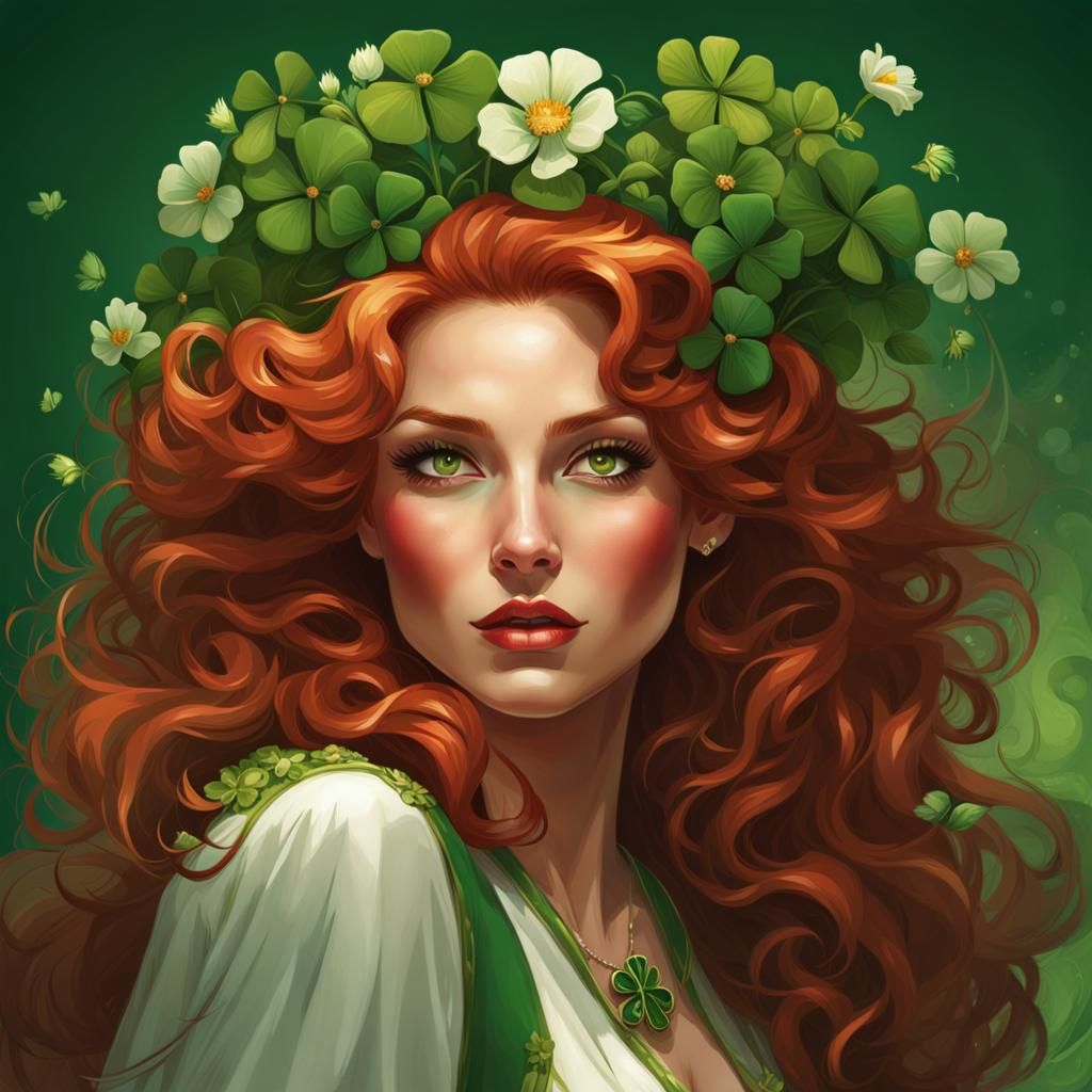 St. Patrick's Woman in Digital Painting Art