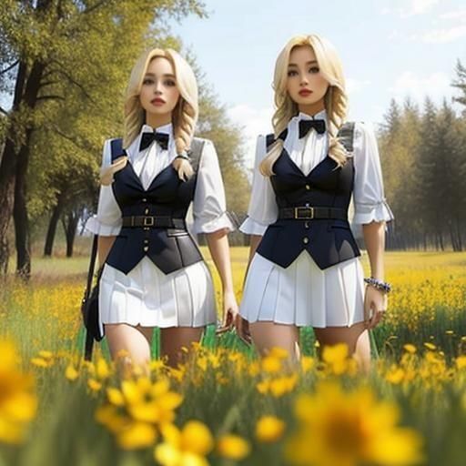 Blonde Twin Girls Portrait