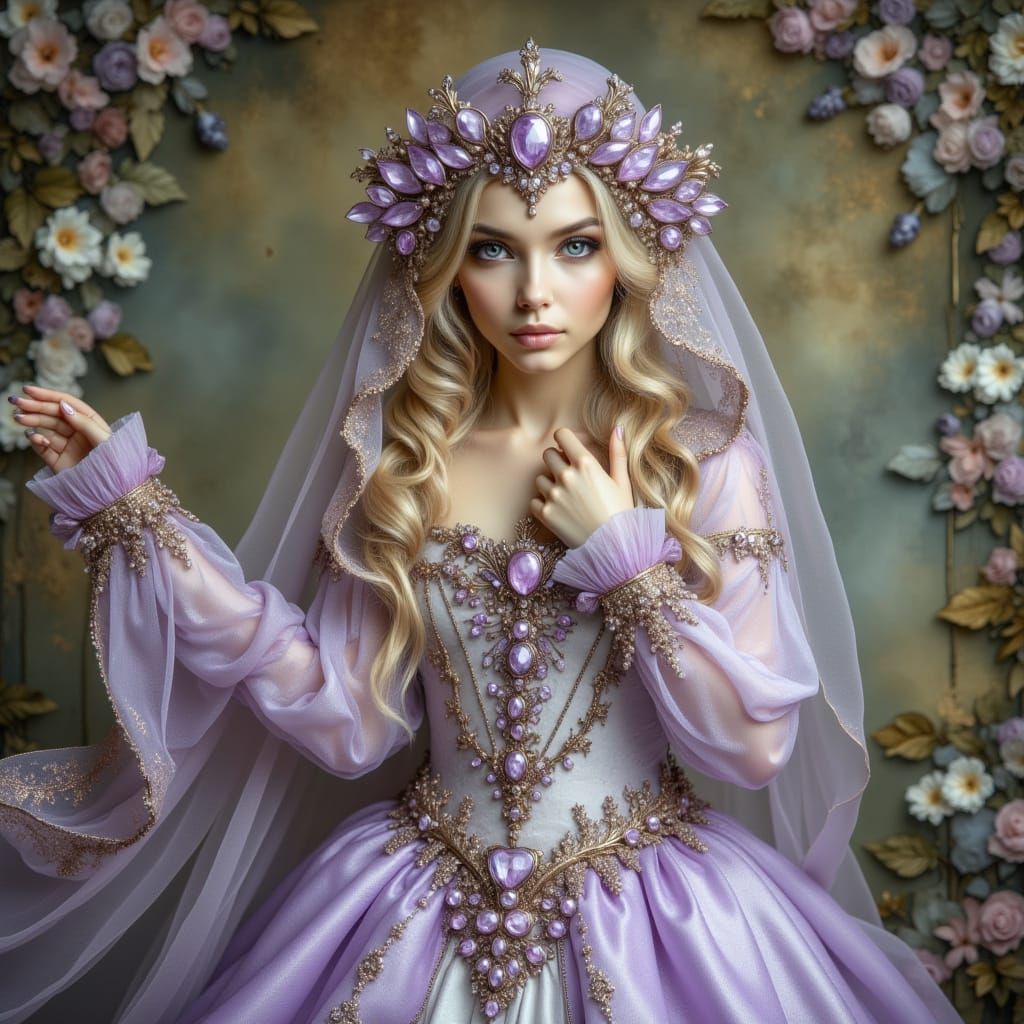 Fantasy Princess in Lavender and Gold