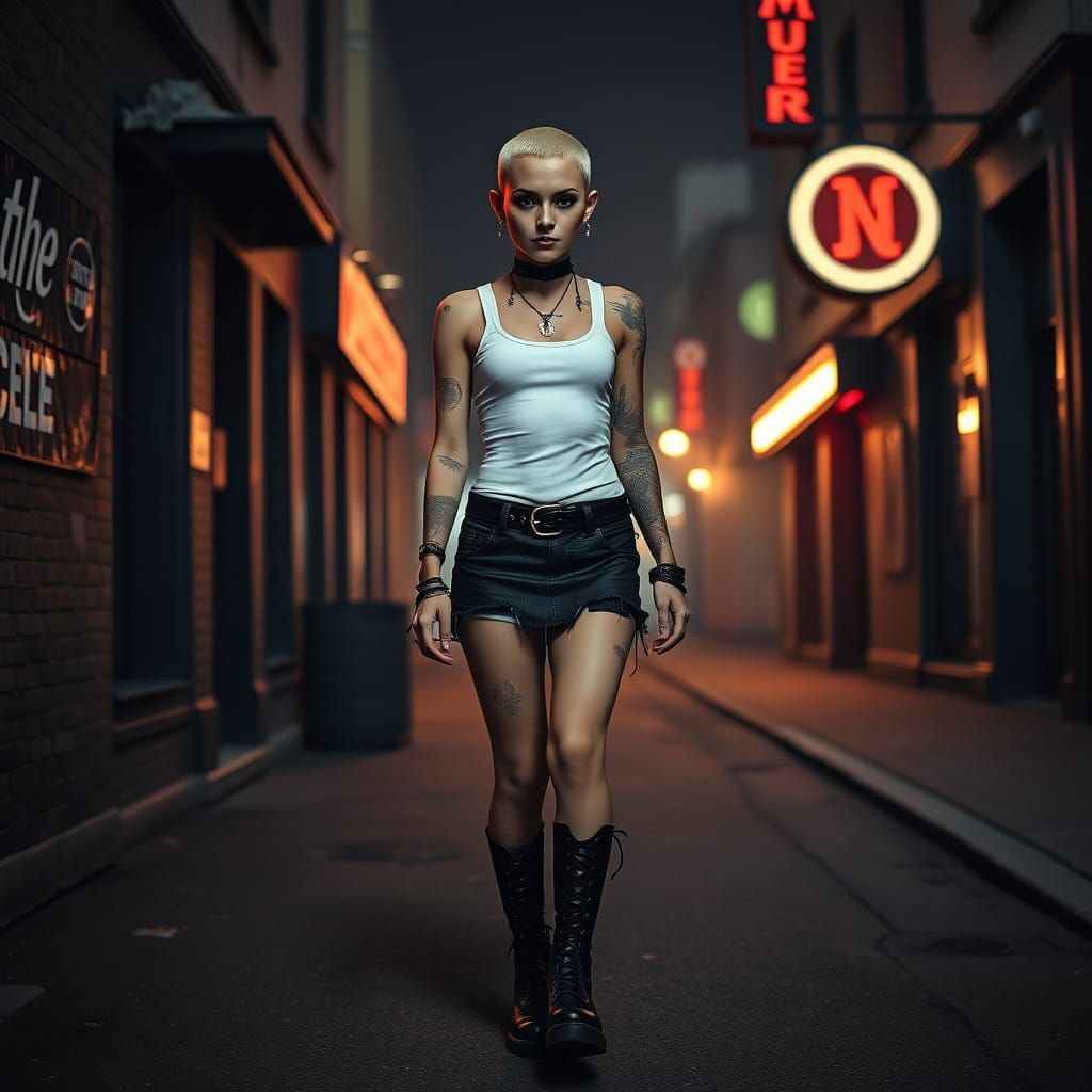 Goth Female with Crew Cut to Goth Club