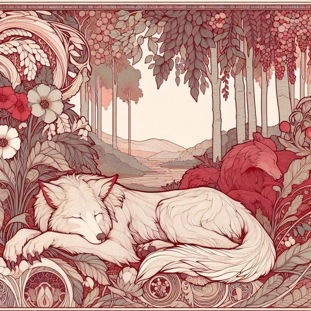 Tranquil Art Nouveau Landscape with Sleeping Nature