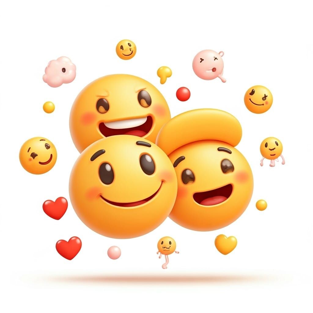 3D Cartoon Smileys in White Background