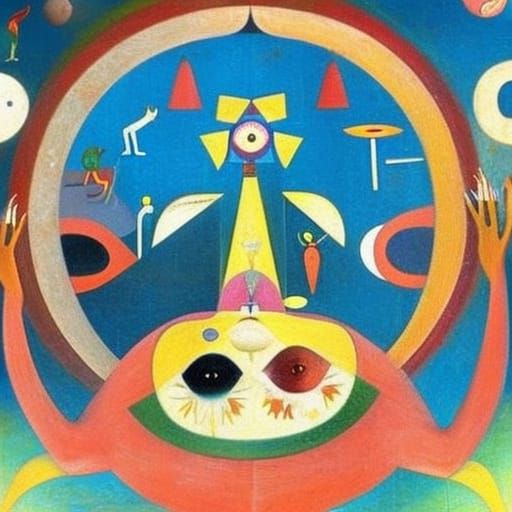 Psychedelic Inner Space Painting in Victor Brauner Style