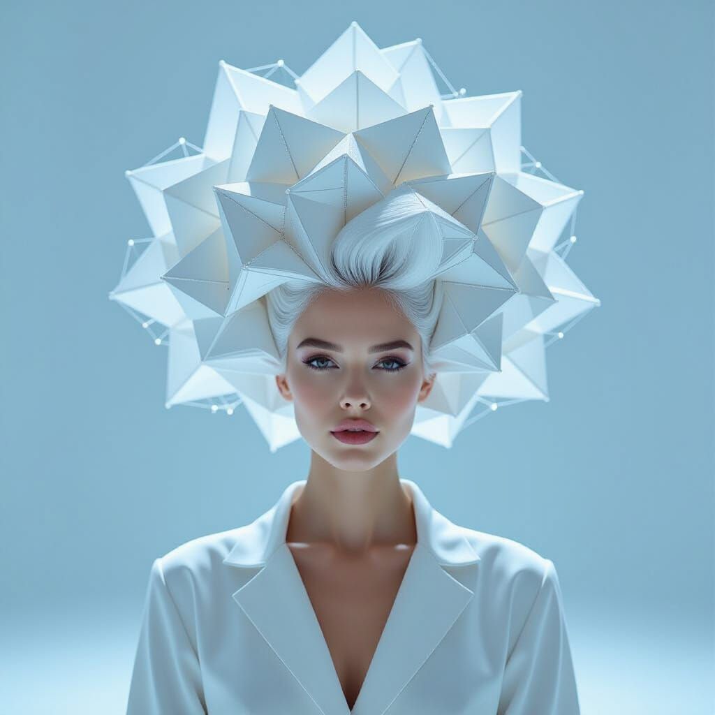 Avant-Garde Performance Artist with Geometric Hair