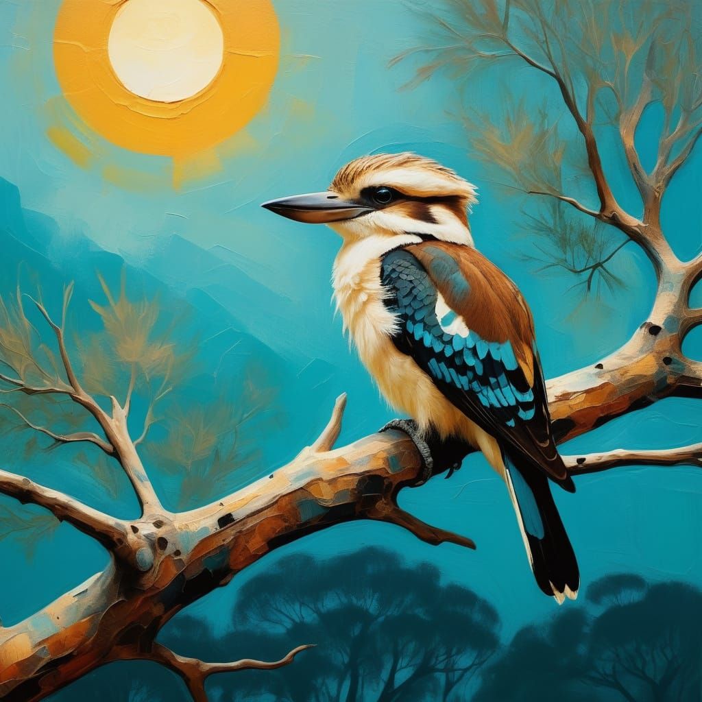 Majestic Kookaburra in Warm Australian Landscape