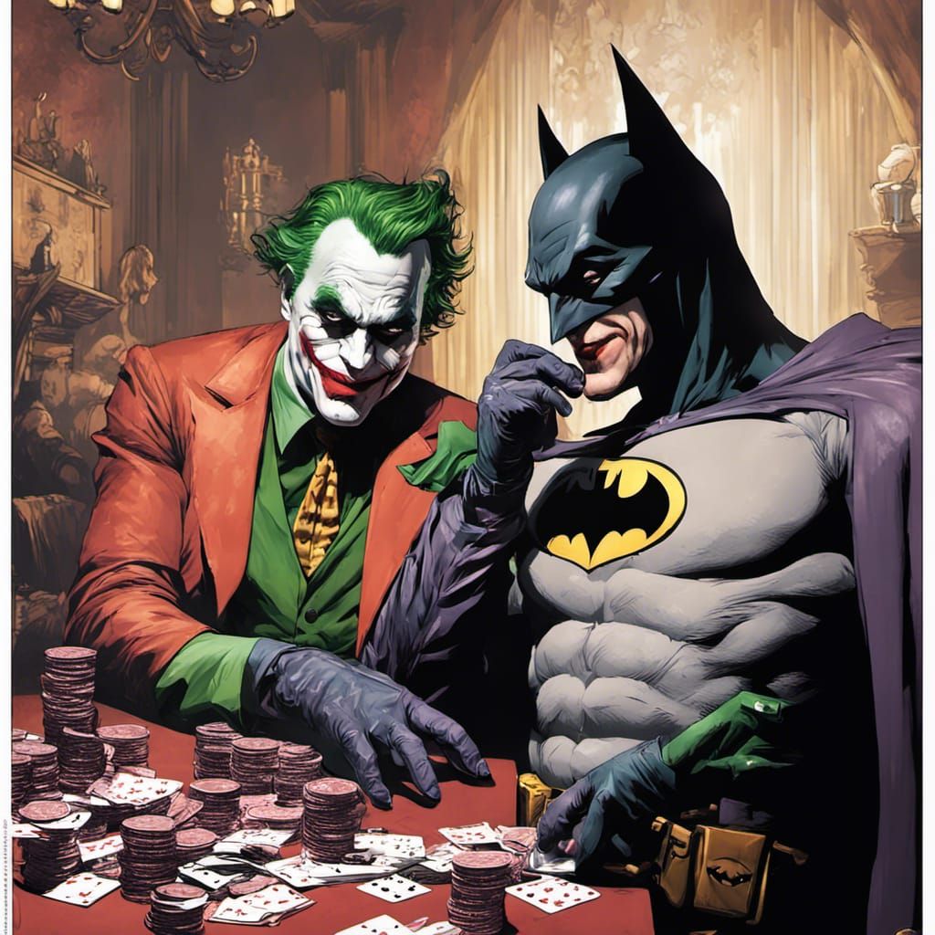 Batman and Joker Poker Game in Dark Fantasy