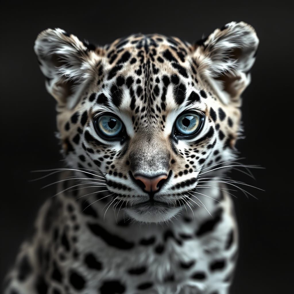 Leopard with Blue Eyes in Gothic Style