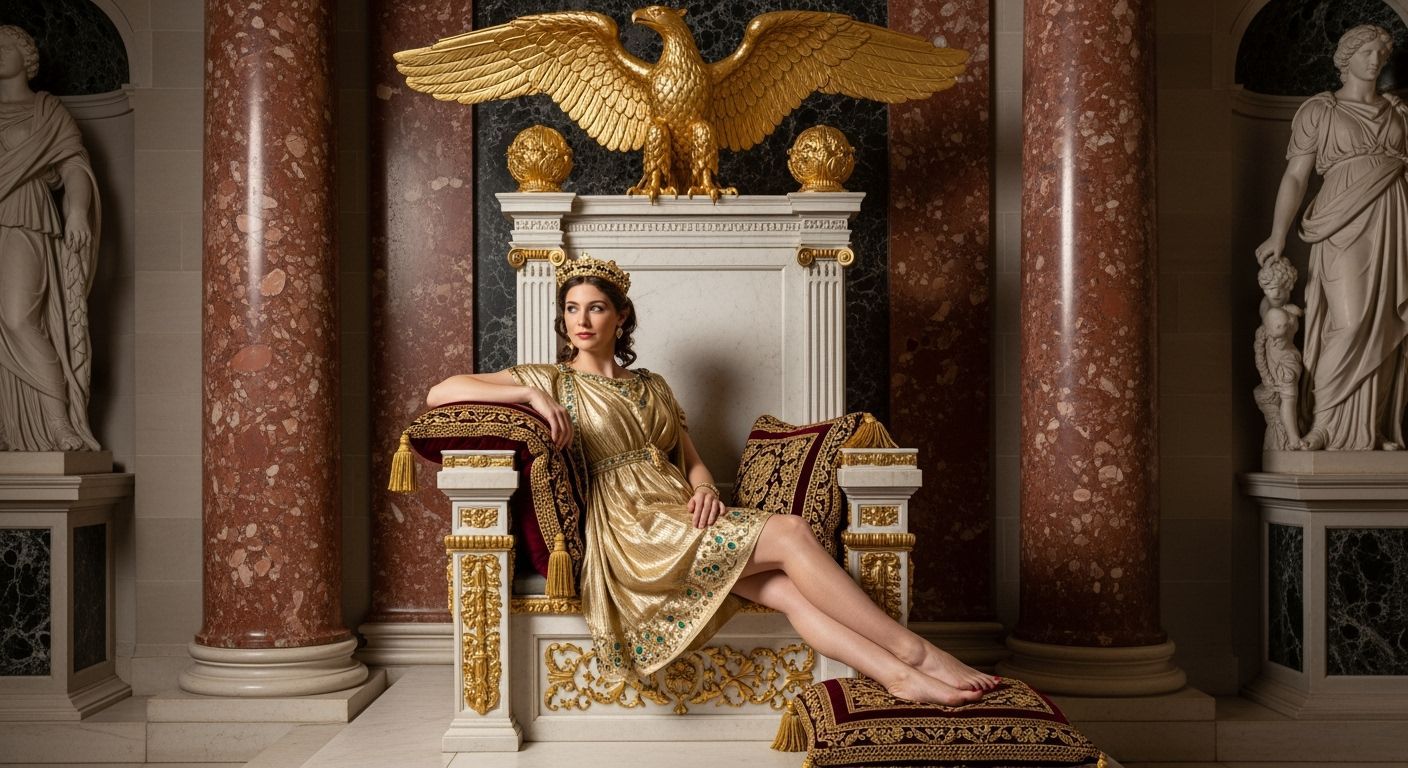 Empress Messalina on Her Throne in Opulent Roman Style