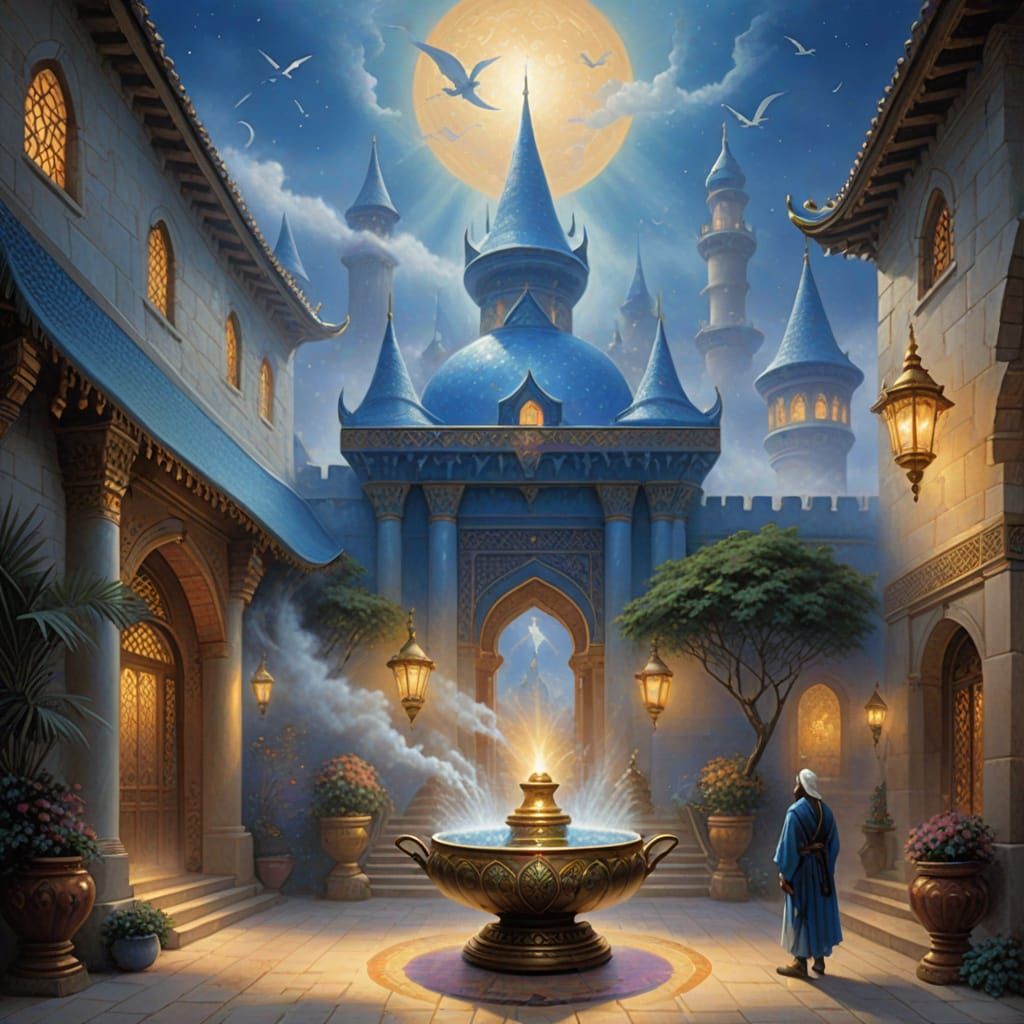 Mystical Blue Jin Builds Arabian Palace