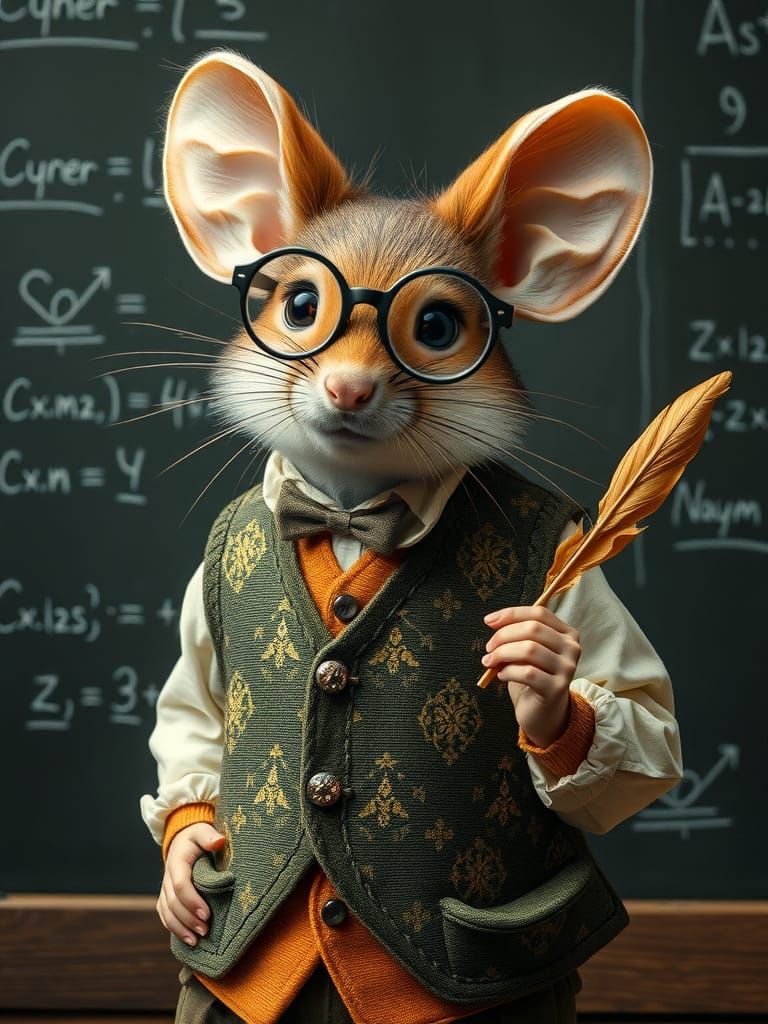 Enchanted Mouse Scholar in Victorian-Inspired Attire