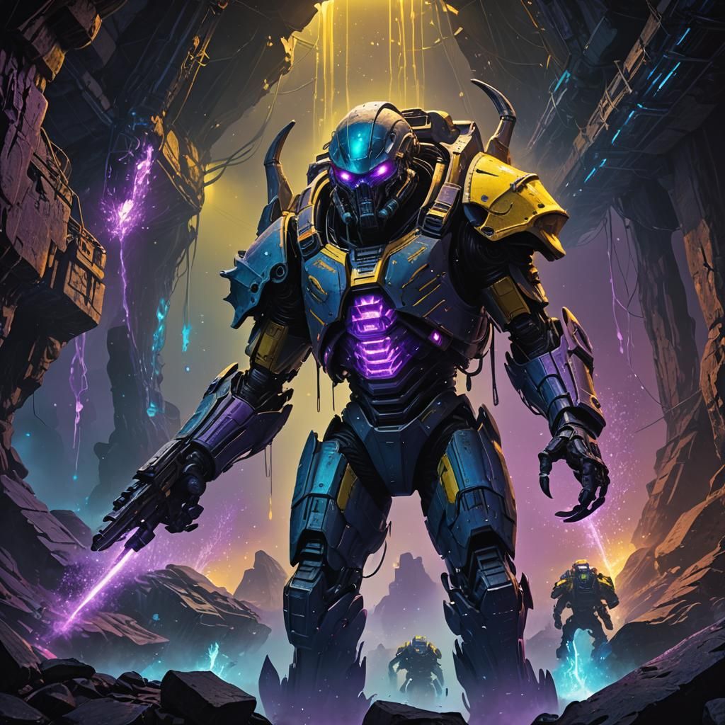 Alien Brigadier Invades Mine: Dark Fantasy Concept Art