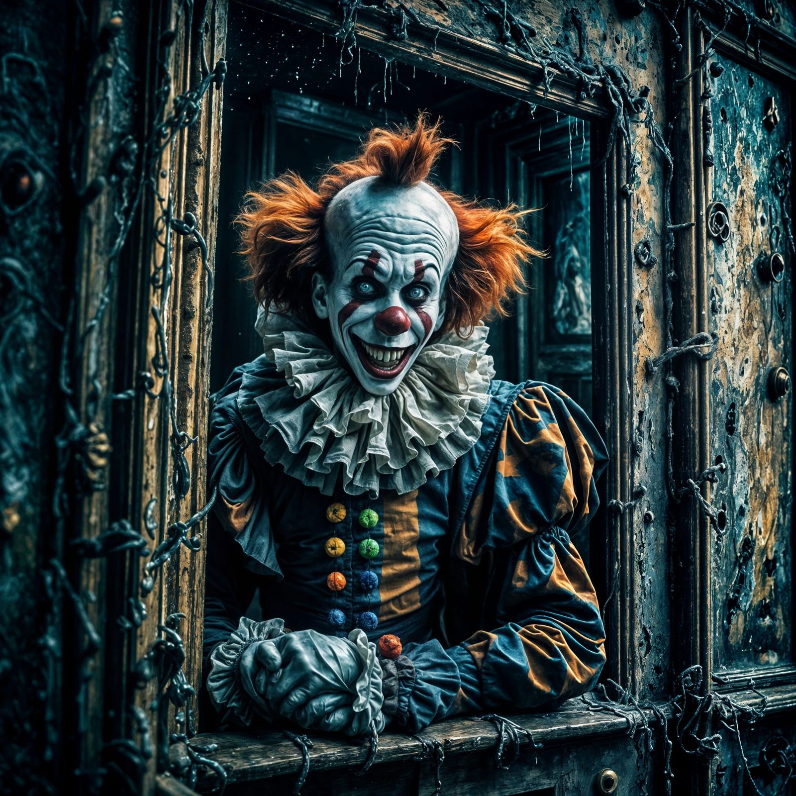 Scary Haunted House Clown Horror Movie Scene