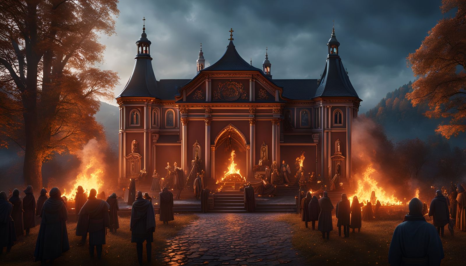 Bavarian Cremation Scene: Detailed Matte Painting