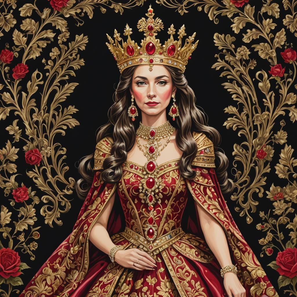 Queen with Golden Crown and Jewels