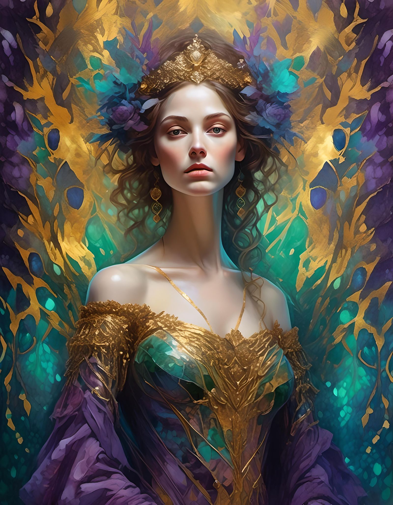 Renaissance Woman in Iridescent Dress