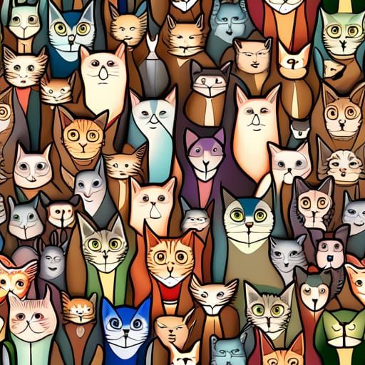 Colorful Interdimensional Cats Seamless Pattern