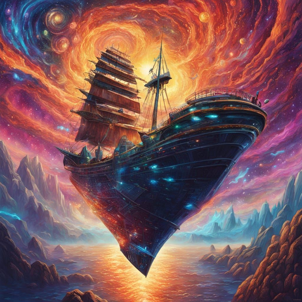 Renaissance Sci-Fi: Ship Encounters Futuristic City