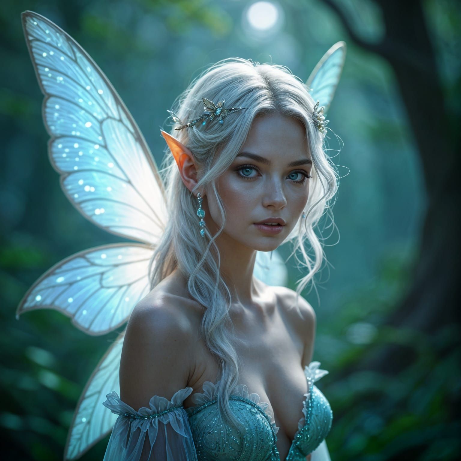 Enchanting Bald Fairy with Iridescent Wings