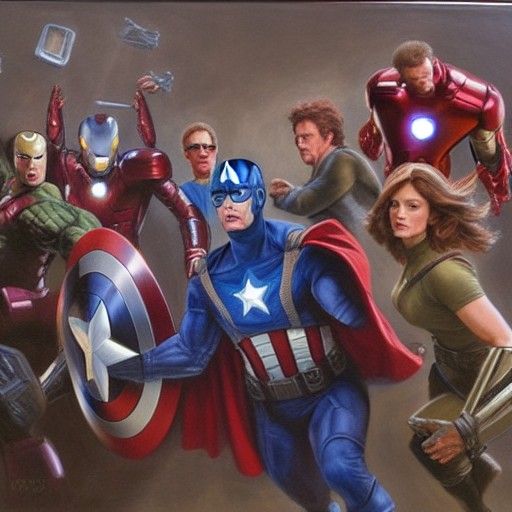 Avengers Oil Painting in the Style of James Gurney
