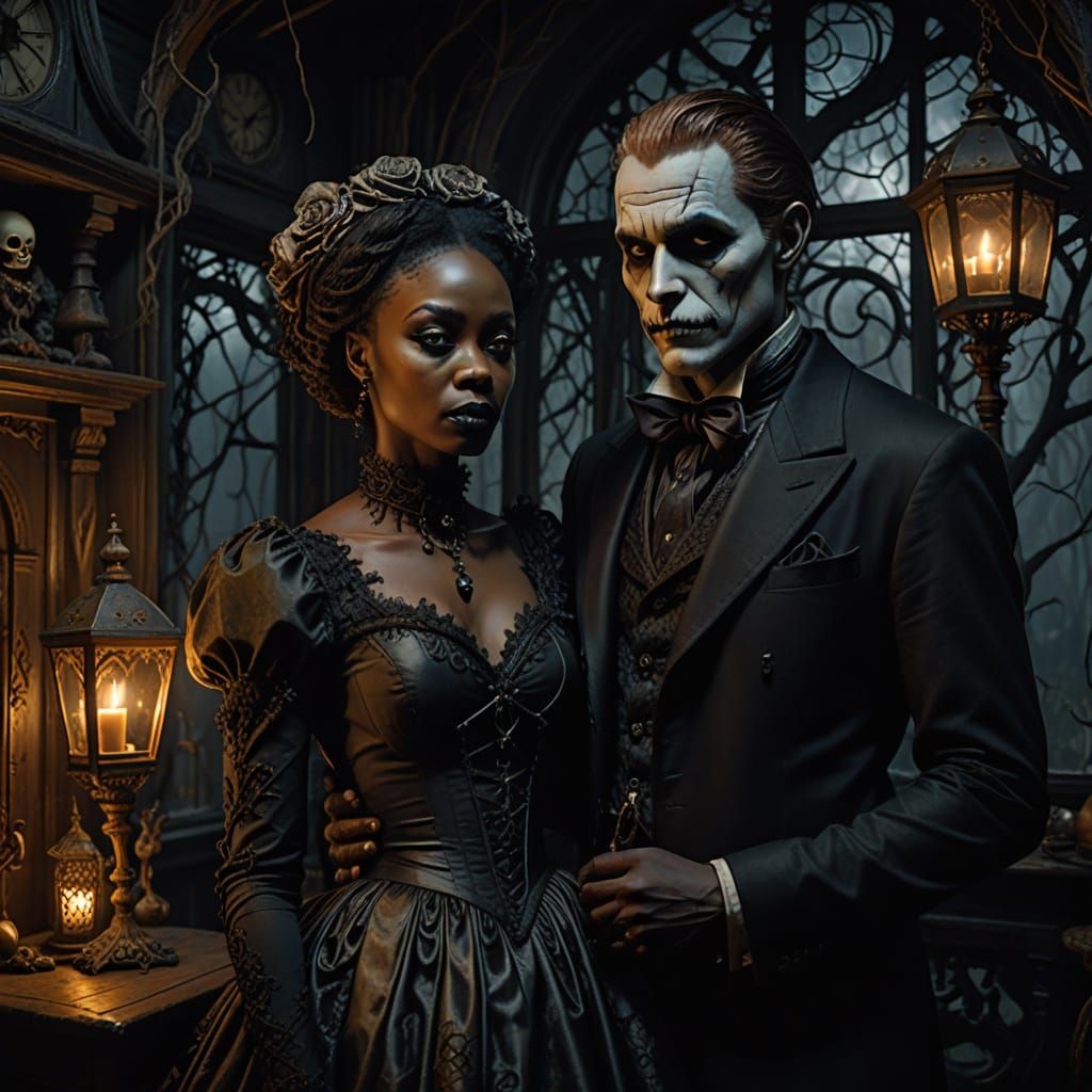 Elegant Victorian Gothic Romance in Warm Golden Tones