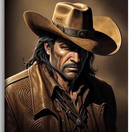 Wild West Gunslinger Portrait in Comic Book Style
